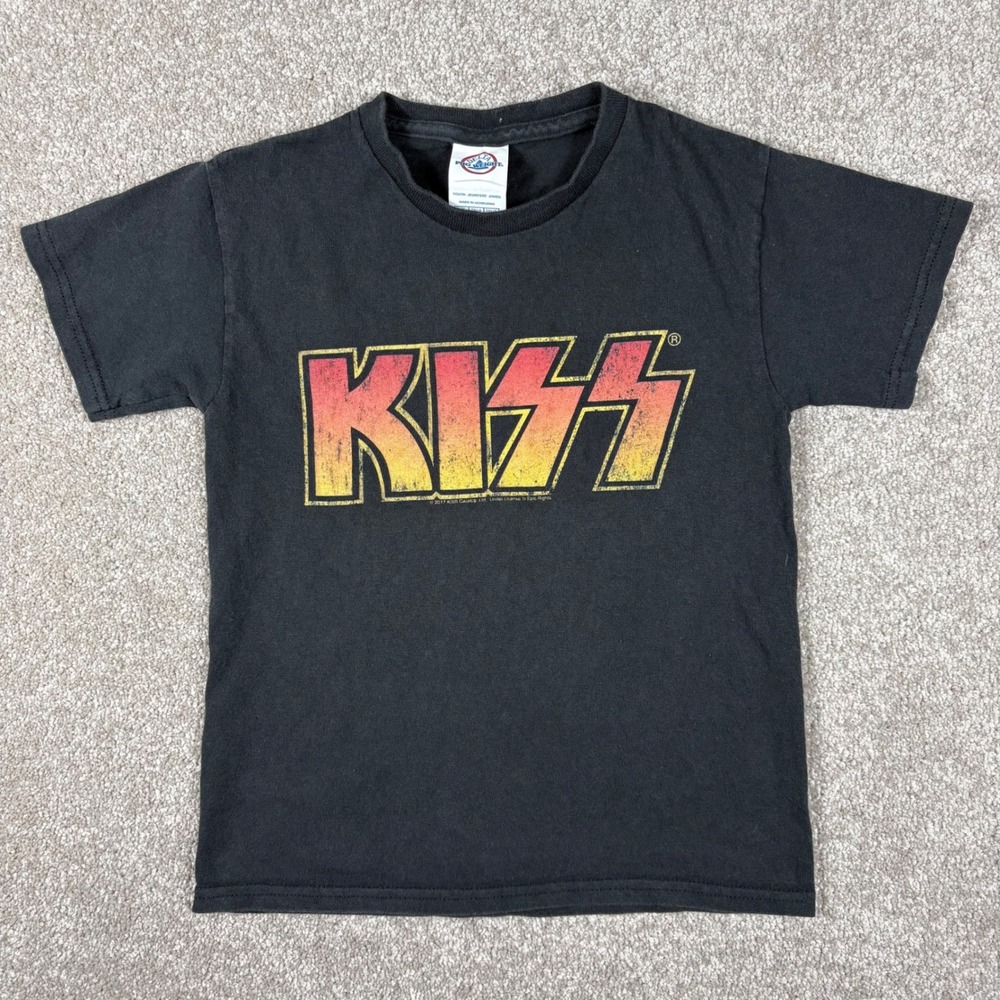 KISS Band Graphic T-Shirt Youth Small Black Short Sleeve Cotton Rock Tee 2017